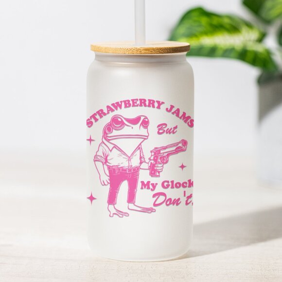 Handmade Other - Frog Mug, Strawberry Jams, Funny Tumbler, But My Glock Don't, Funny Frog Cup